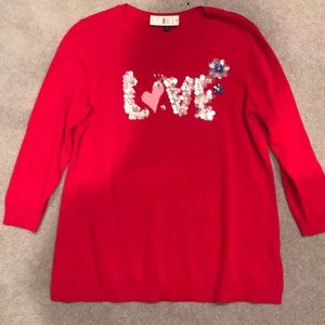 NWT Talbots Red “Love” Sweater
